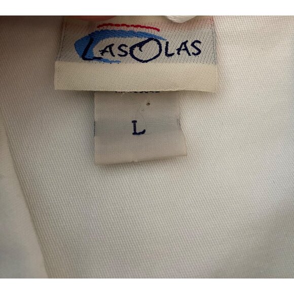 Las Olas White Denim Jacket Large Floral Rhinestone Embellished - Picture 3 of 11